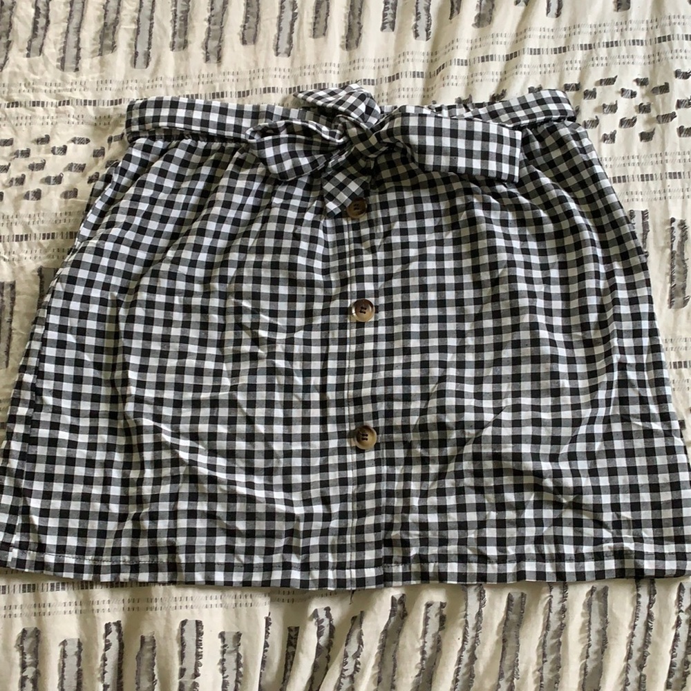 Paper bag waist tie skirt